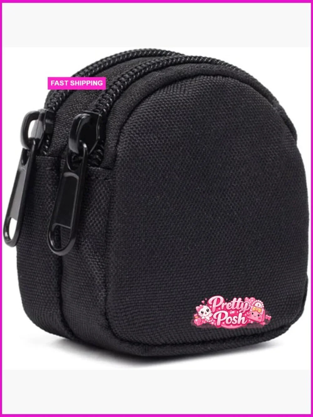 Heavy Duty Nylon Mini Coin Pouch Keychain with Zipper Compartments